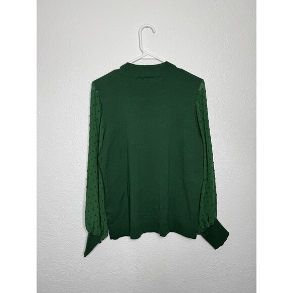 NEW CeCe Women's Crewneck Bobble Detail Long Sleeve Sweater Green NWT Size M - Picture 2 of 14